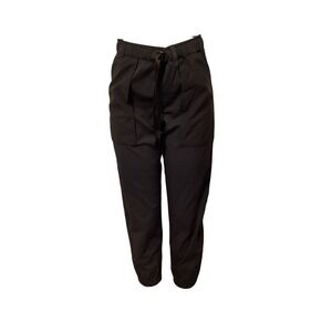 Brixton Womens Relaxed Fit Joggers Black Nylon Herringbone Belted Pants Small